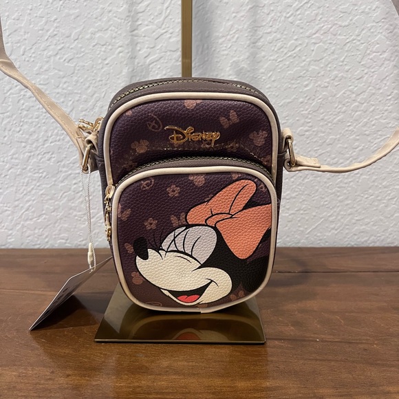 NWT Disney Minnie Mouse Crossbody Bag in Brown and Cream - Picture 1 of 6